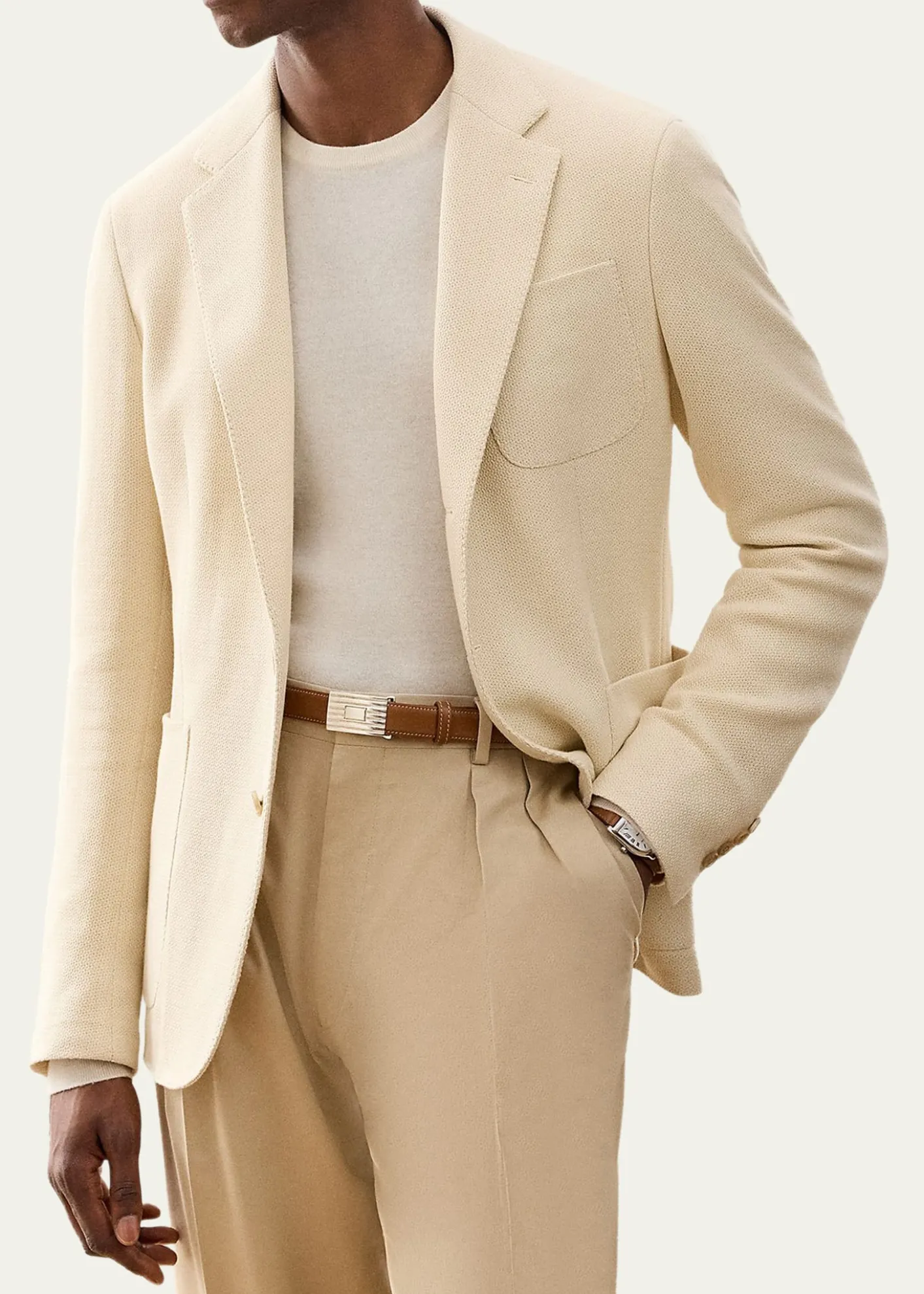 Ralph Lauren Purple LabelMen's Cotton Panama Weave Single-Breasted Blazer