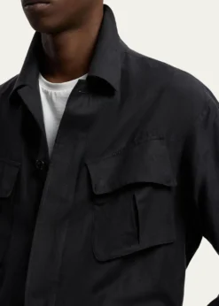 Ralph Lauren Purple LabelMen's Silk and Linen Flap-Pocket Field Jacket