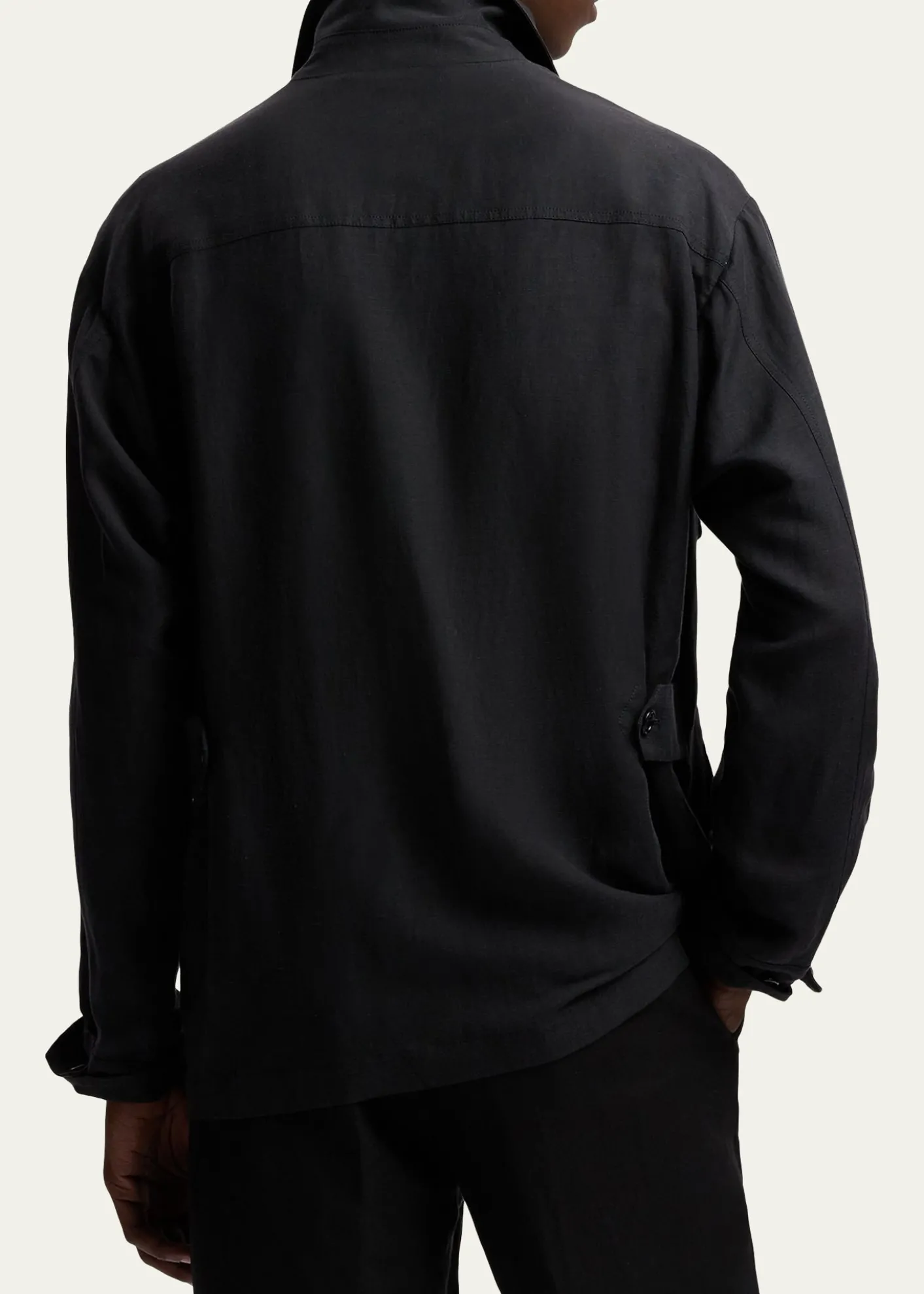 Ralph Lauren Purple LabelMen's Silk and Linen Flap-Pocket Field Jacket