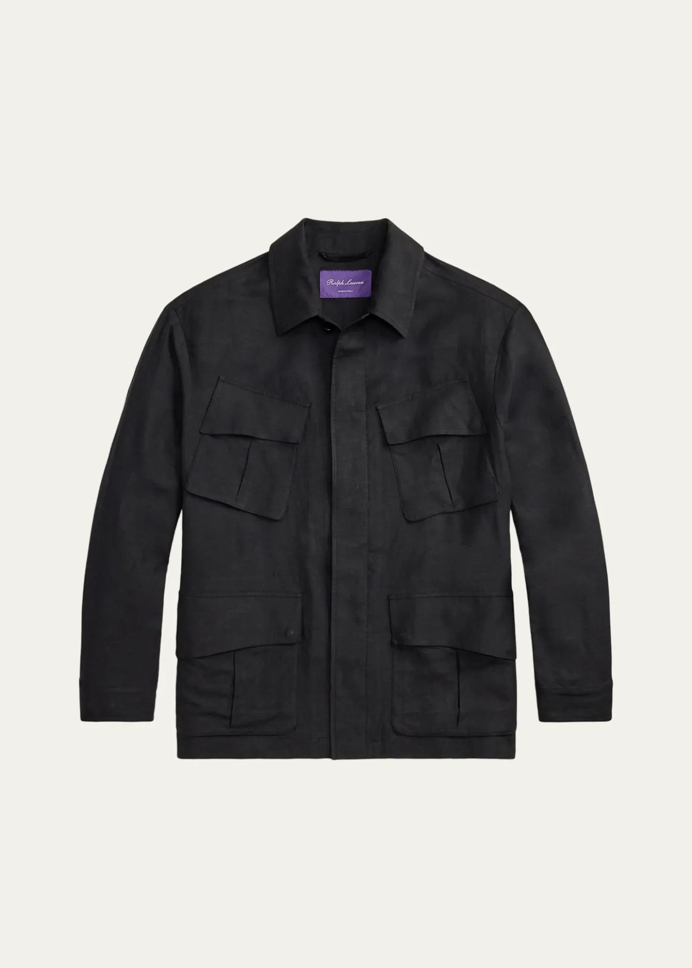 Ralph Lauren Purple LabelMen's Silk and Linen Flap-Pocket Field Jacket