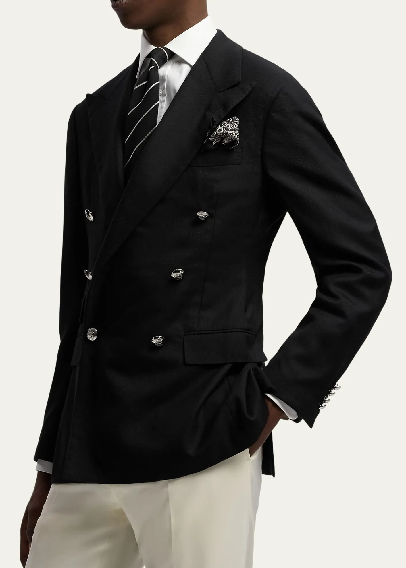 Ralph Lauren Purple LabelMen's Cashmere and Wool Peak Lapel Double-Breasted Blazer