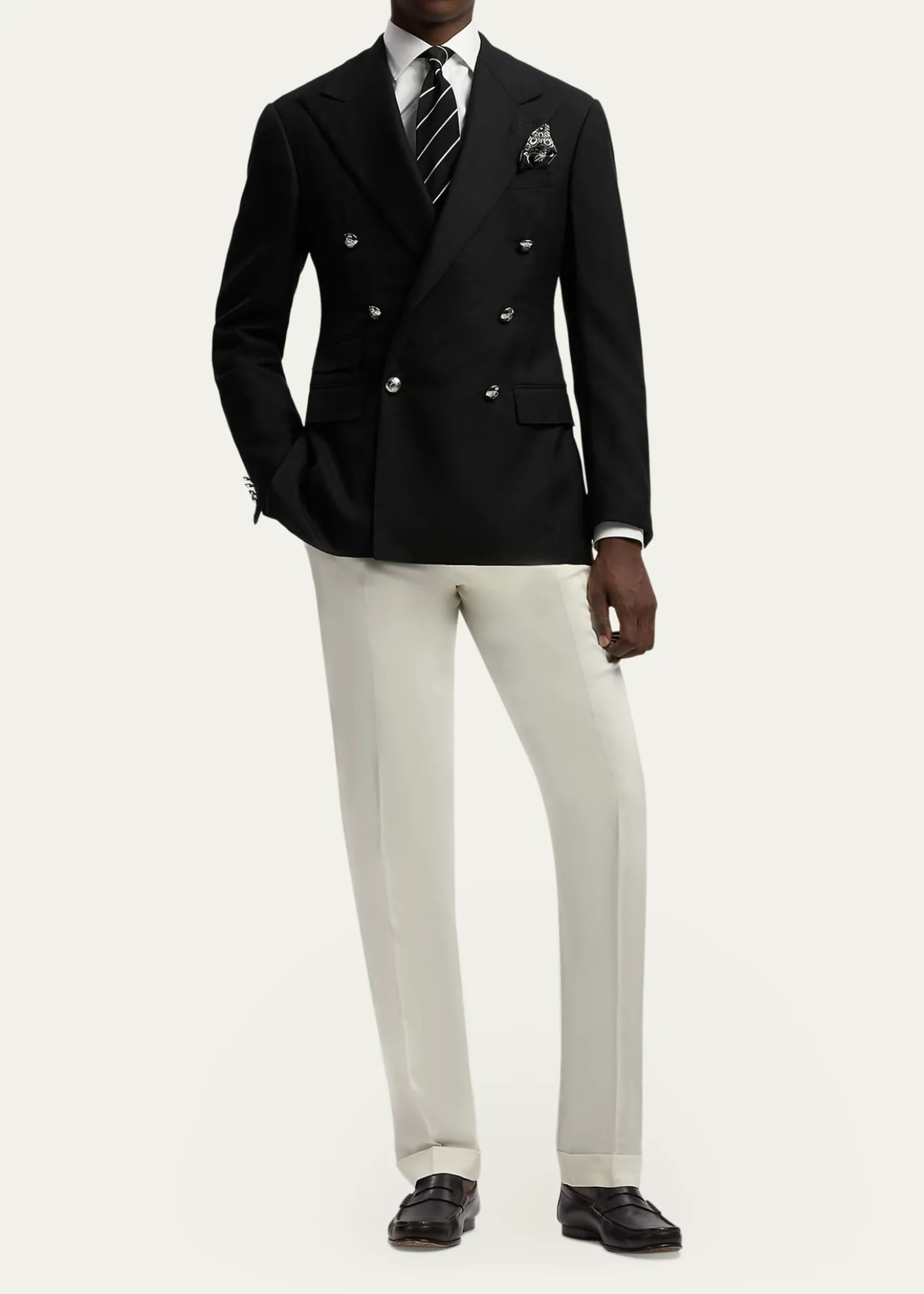 Ralph Lauren Purple LabelMen's Cashmere and Wool Peak Lapel Double-Breasted Blazer
