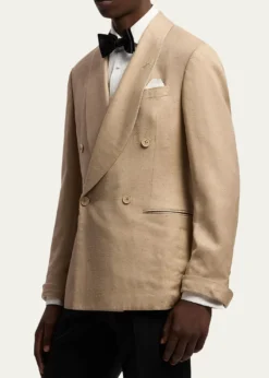 Ralph Lauren Purple LabelMen's Super Slub Twill Shawl Lapel Double-Breasted Blazer