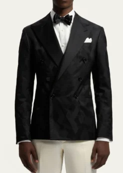 Ralph Lauren Purple LabelMen's Geometric Peak Lapel Double-Breasted Sport Coat