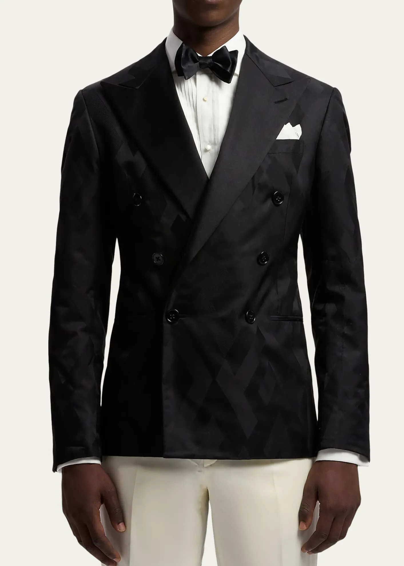 Ralph Lauren Purple LabelMen's Geometric Peak Lapel Double-Breasted Sport Coat