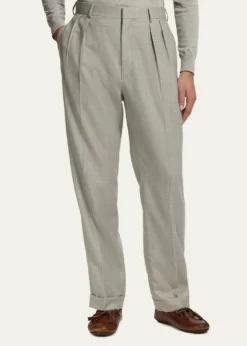 Ralph Lauren Purple LabelMen's Cotton-Stretch Straight Leg Pleated Trousers