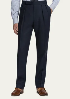 Ralph Lauren Purple LabelMen's Cashmere and Silk Glen Plaid Pleated Trousers