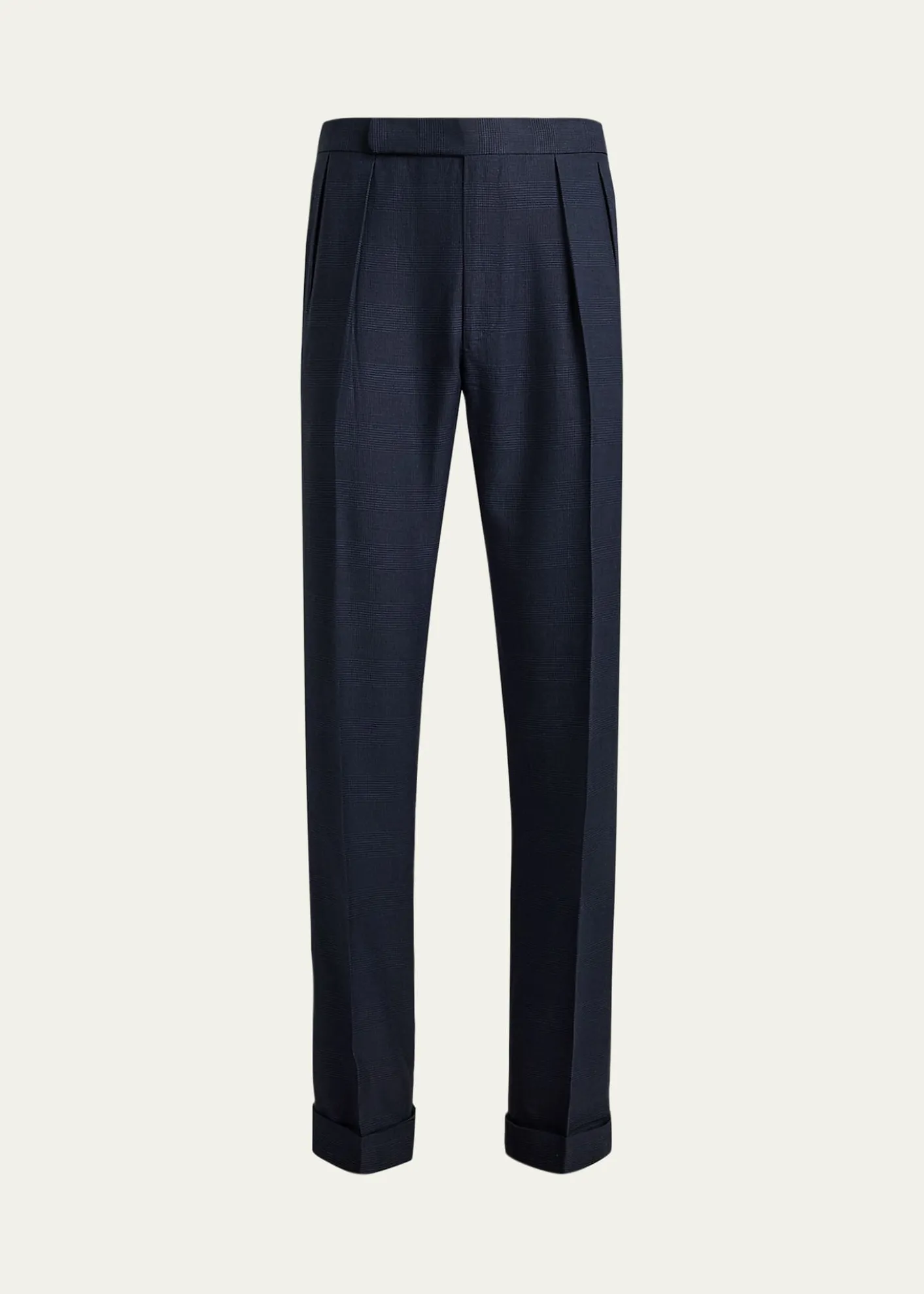 Ralph Lauren Purple LabelMen's Cashmere and Silk Glen Plaid Pleated Trousers