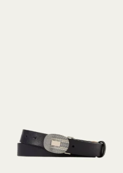 Ralph Lauren Purple LabelMen's Plaque-Buckle Leather Belt