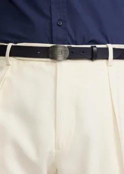 Ralph Lauren Purple LabelMen's Plaque-Buckle Leather Belt