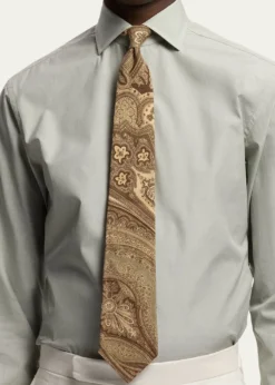 Ralph Lauren Purple LabelPaisley Linen-Silk Tie