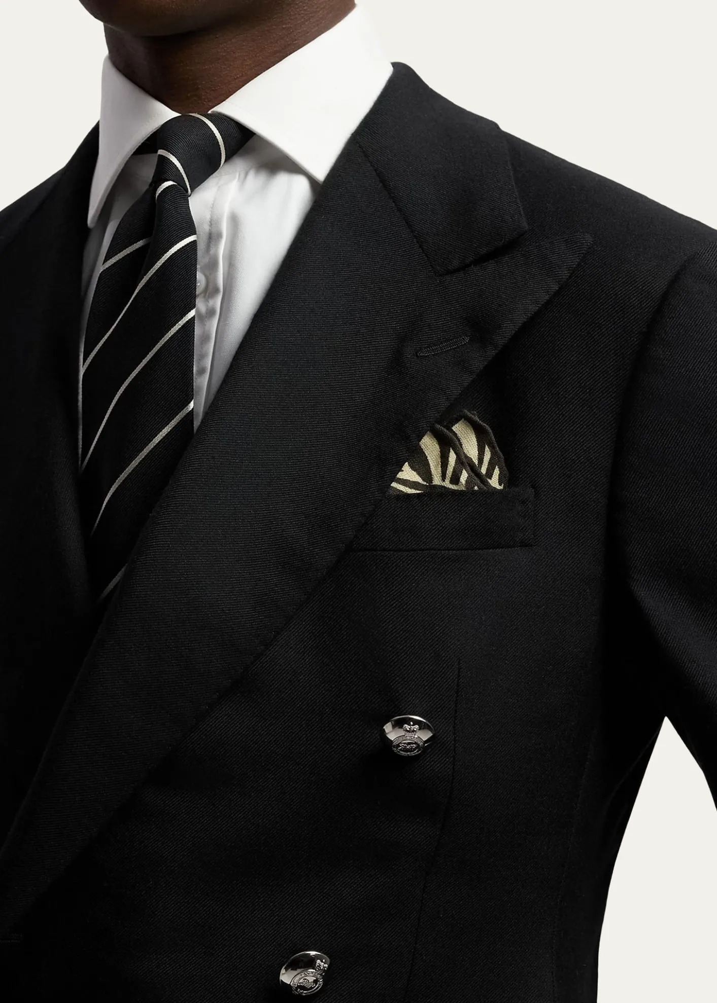 Ralph Lauren Purple LabelZebra-Print Linen Pocket Square