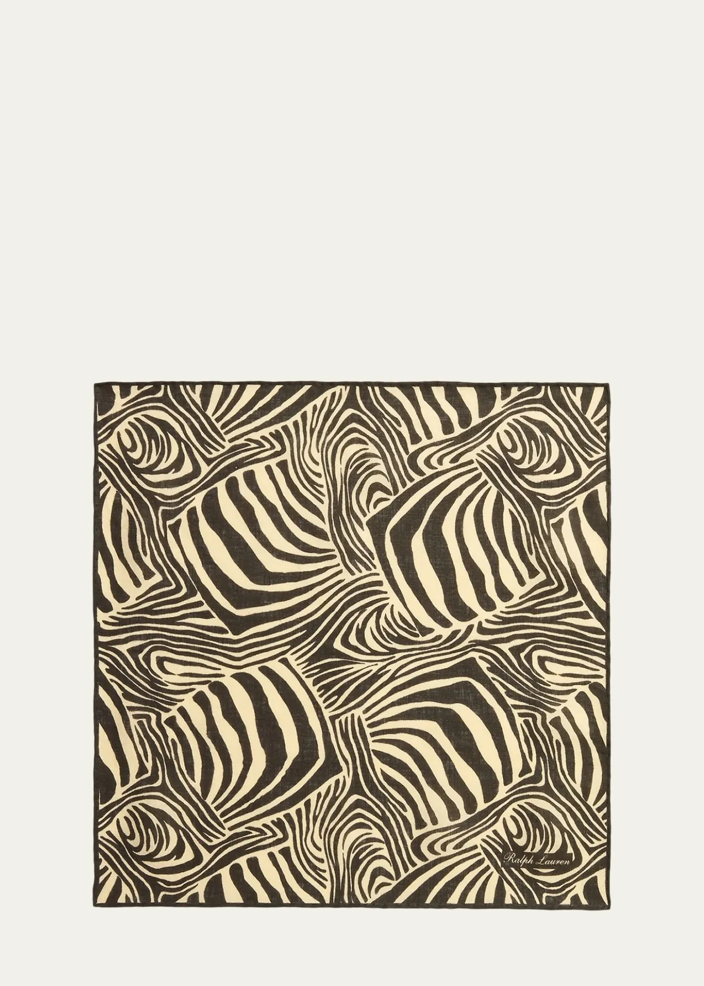 Ralph Lauren Purple LabelZebra-Print Linen Pocket Square