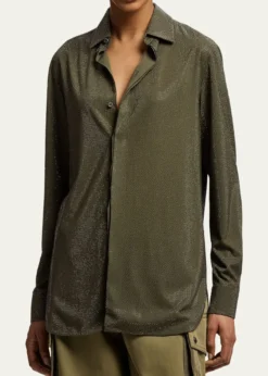 Ralph LaurenSilk Long-Sleeve Mesh Shirt