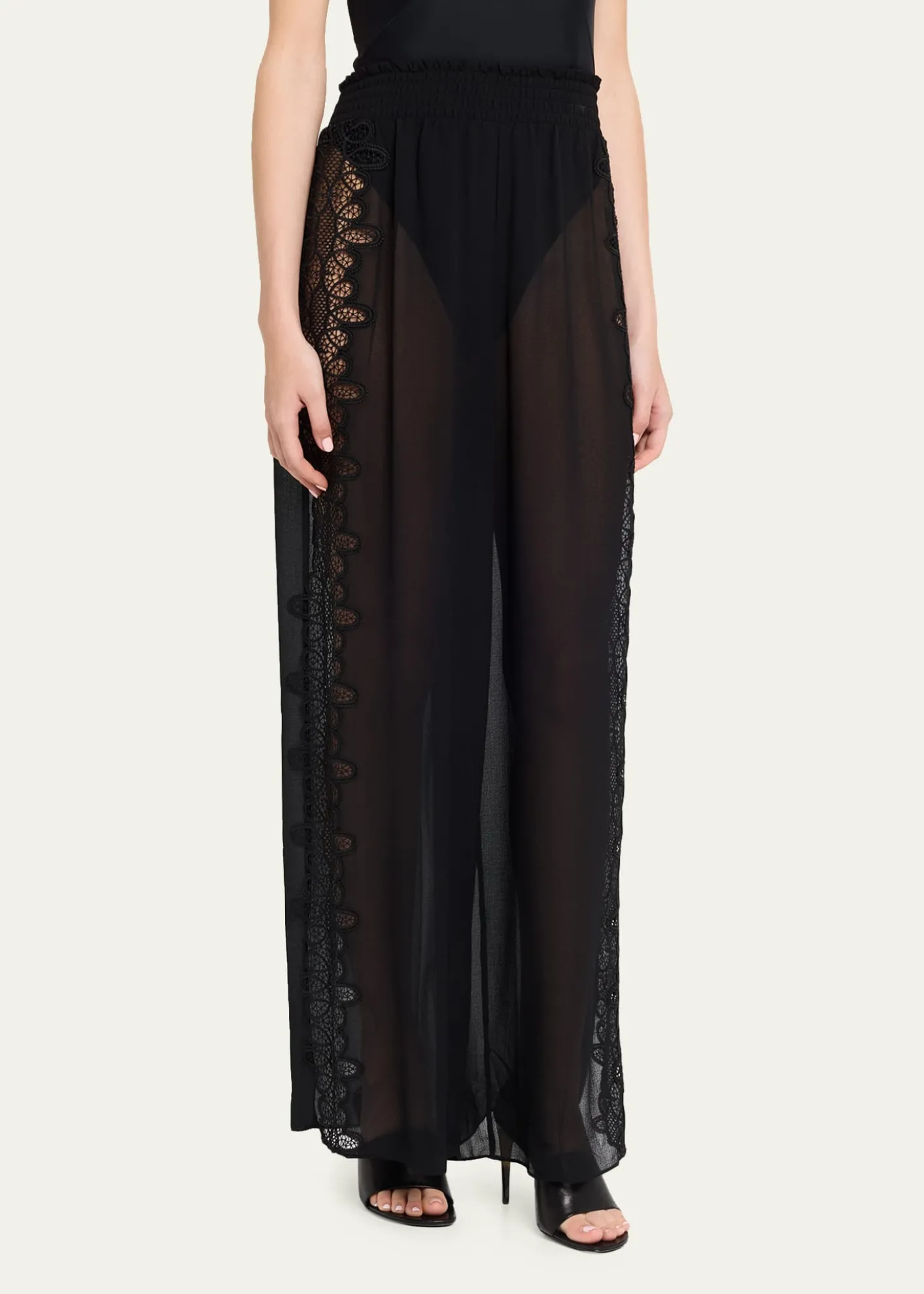 Ramy BrookAthena Side-Split Wide-Leg Cotton Pants