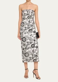 Ramy BrookBonnie Strapless Floral Sequin Column Midi Dress