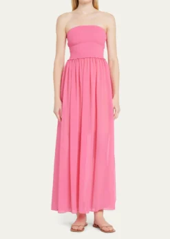 Ramy BrookCalista Smocked Strapless Side-Split Coverup Dress