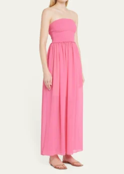 Ramy BrookCalista Smocked Strapless Side-Split Coverup Dress