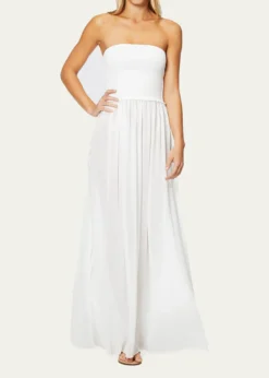 Ramy BrookCalista Smocked Strapless Side-Split Coverup Dress