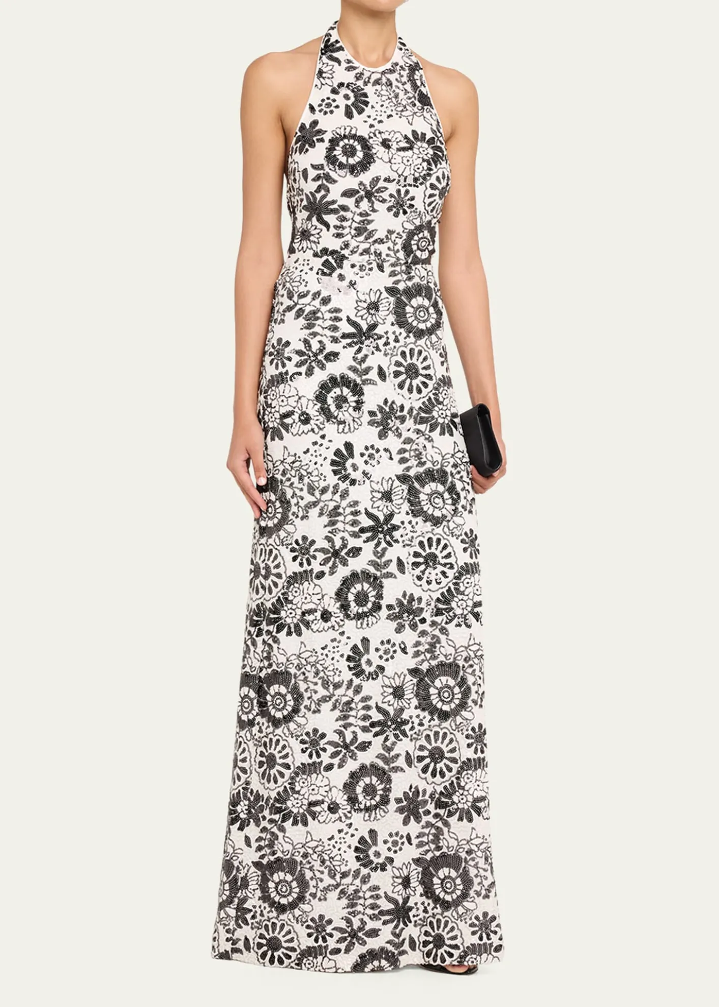 Ramy BrookCandice Floral Sequin Halter Gown