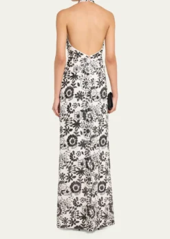 Ramy BrookCandice Floral Sequin Halter Gown