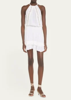 Ramy BrookDelfina Embellished Smocked Halter Mini Dress