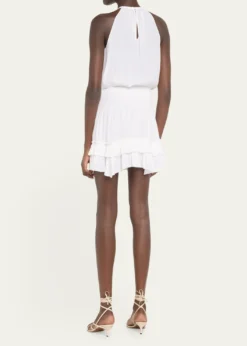 Ramy BrookDelfina Embellished Smocked Halter Mini Dress