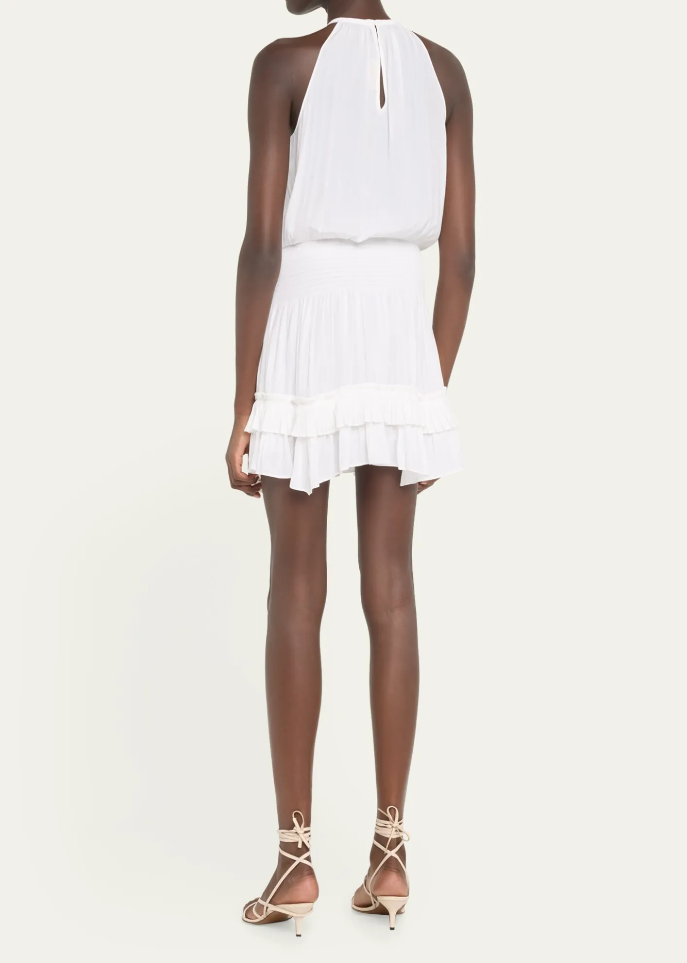 Ramy BrookDelfina Embellished Smocked Halter Mini Dress