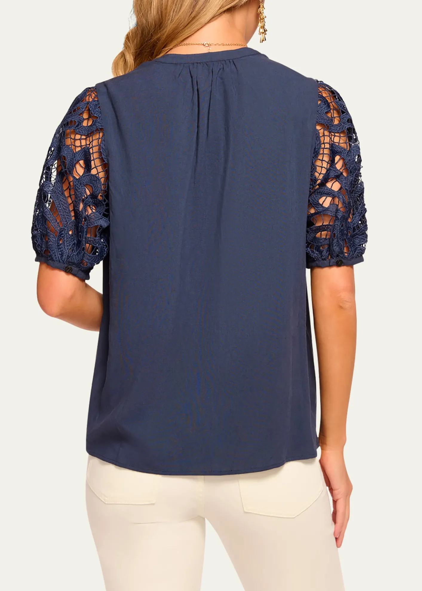 Ramy BrookGia Open-Knit Short-Sleeve Blouse