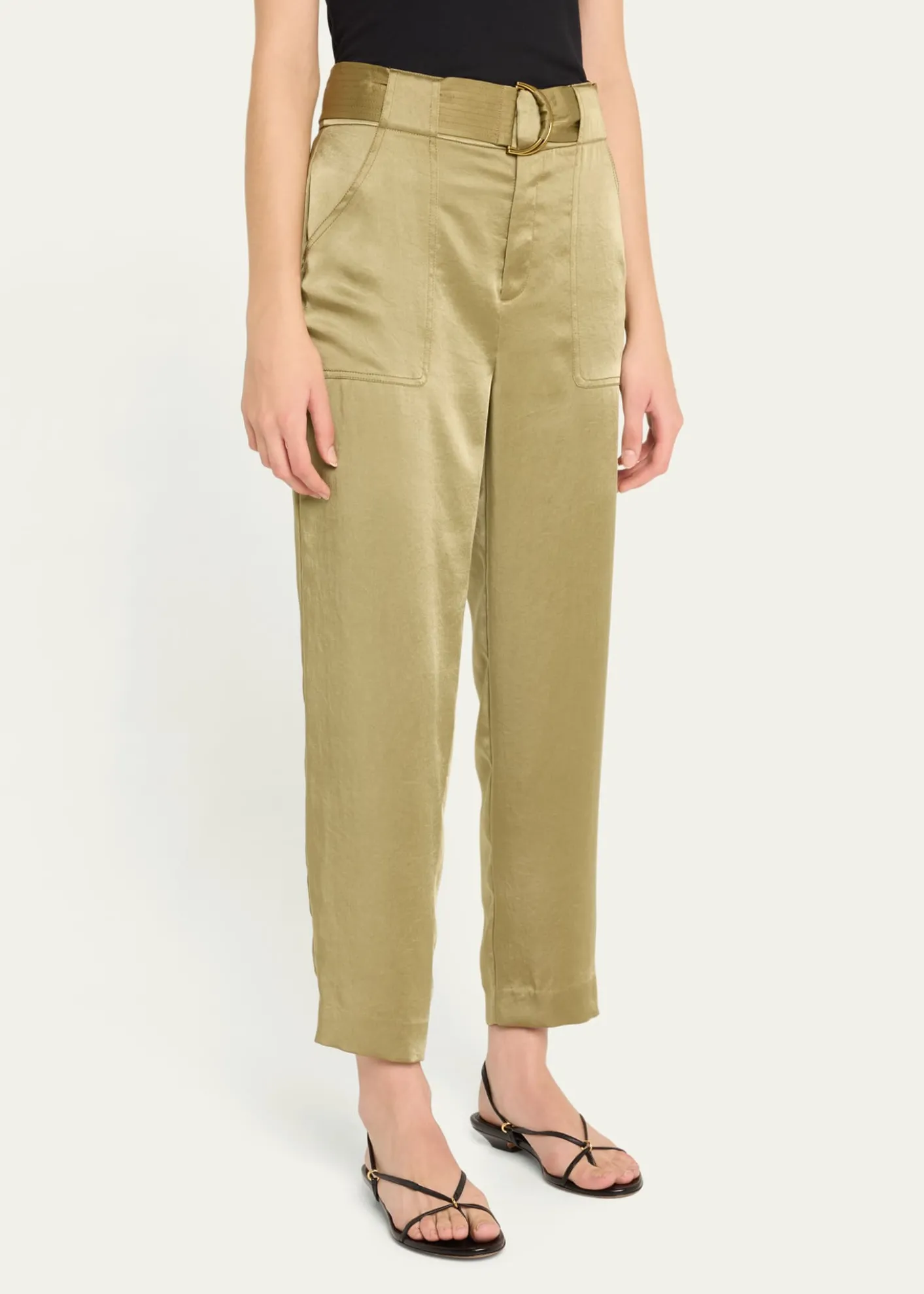 Ramy BrookHayden Belted Cropped Satin Pants