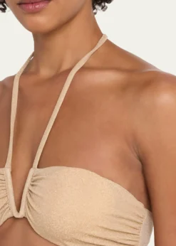 Ramy BrookJune Metallic Halter Bikini Top