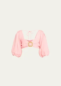 Ramy BrookKelsey Balloon-Sleeve Cropped Blouse