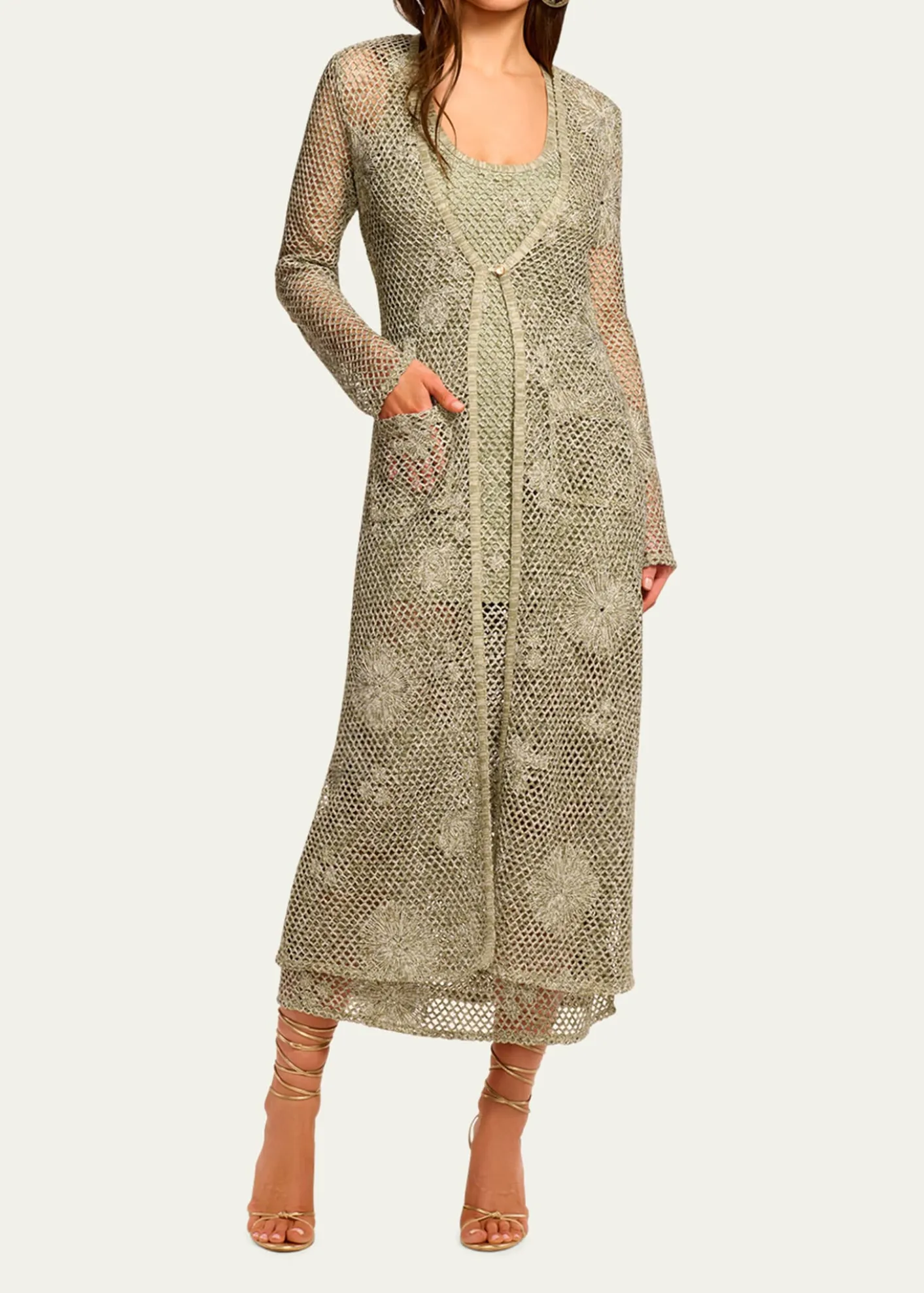 Ramy BrookLiliana Embroidered Crochet Midi Dress