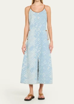 Ramy BrookLuna Checkered Denim Midi Dress