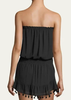 Ramy BrookMarcie Strapless Coverup Dress with Pompoms