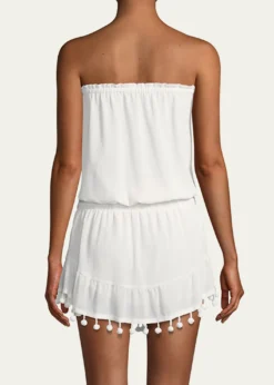 Ramy BrookMarcie Strapless Coverup Dress with Pompoms