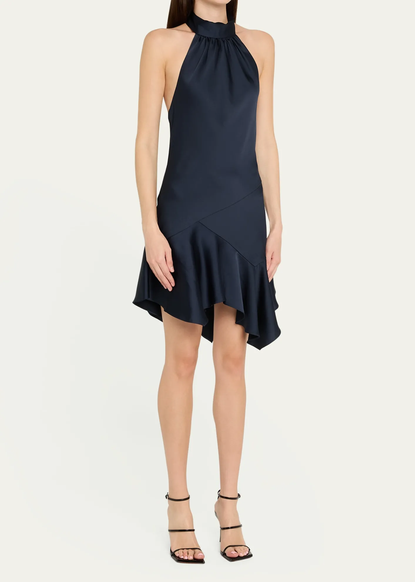 Ramy BrookNari Asymmetric Flounce Halter Mini Dress