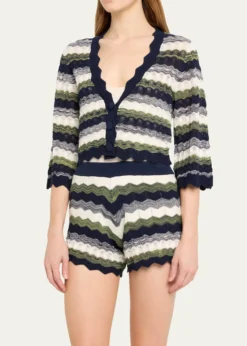 Ramy BrookNell Wavy Knit Cropped Cardigan