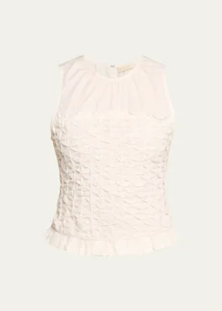 Ramy BrookPaisley Textured Ruffle-Hem Blouse