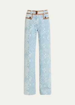 Ramy BrookPaula Checkered Denim Wide-Leg Pants