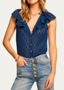 Ramy BrookSilvia Dot Ruffle-Trim Top