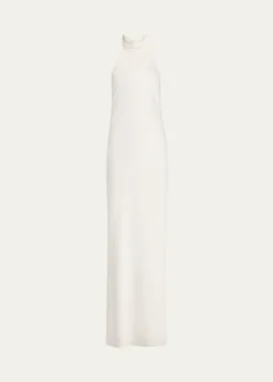 Ramy BrookTatiana Low-Cut Halter Column Gown