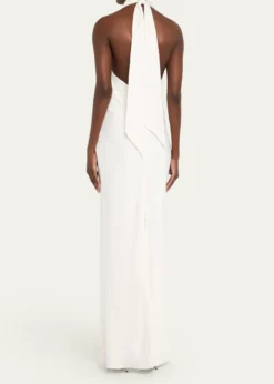 Ramy BrookTatiana Low-Cut Halter Column Gown