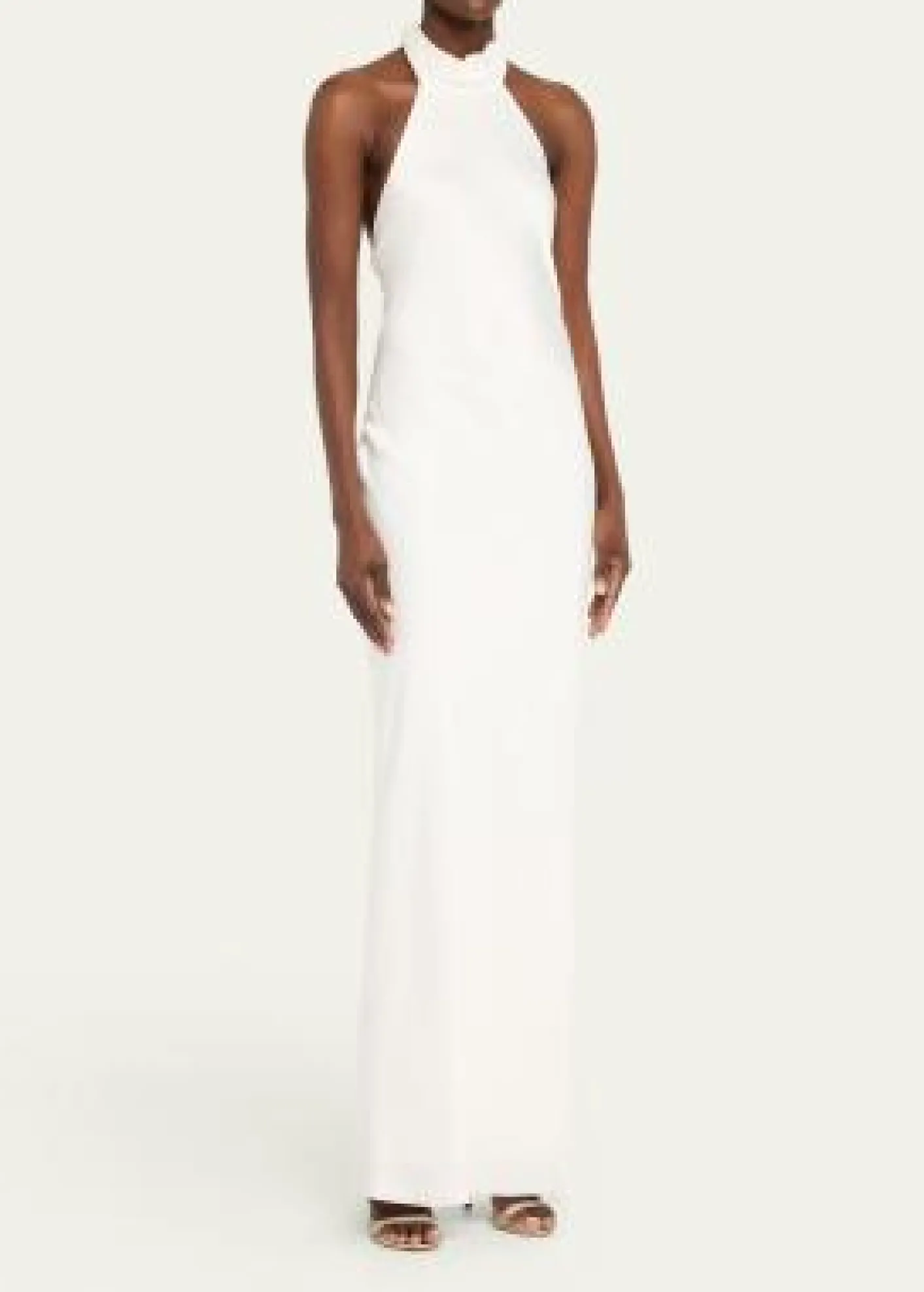 Ramy BrookTatiana Low-Cut Halter Column Gown