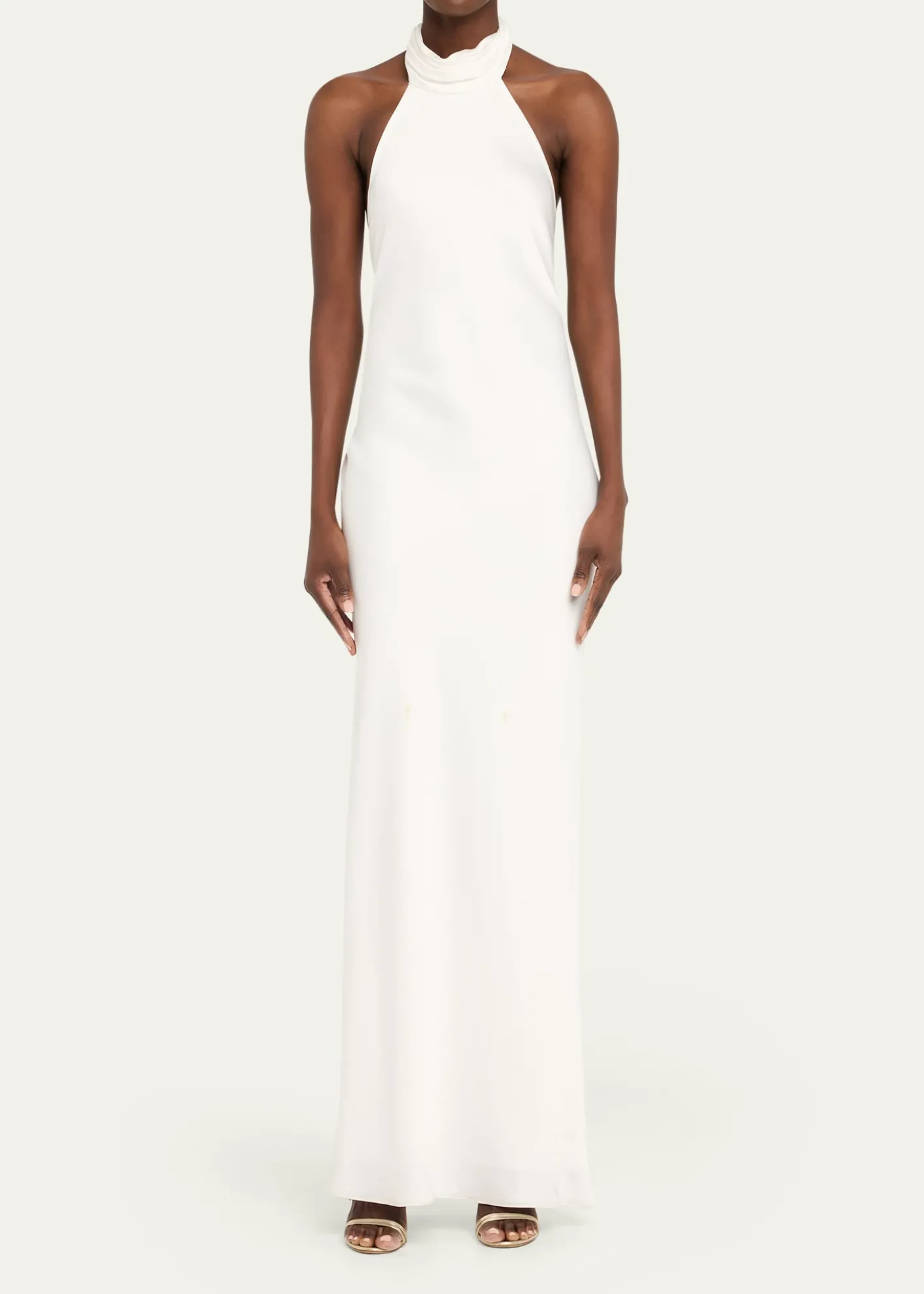 Ramy BrookTatiana Low-Cut Halter Column Gown