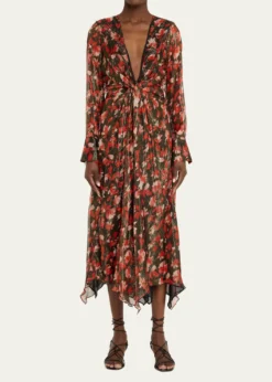 Ramy BrookTatia Plunging Long-Sleeve Midi Dress