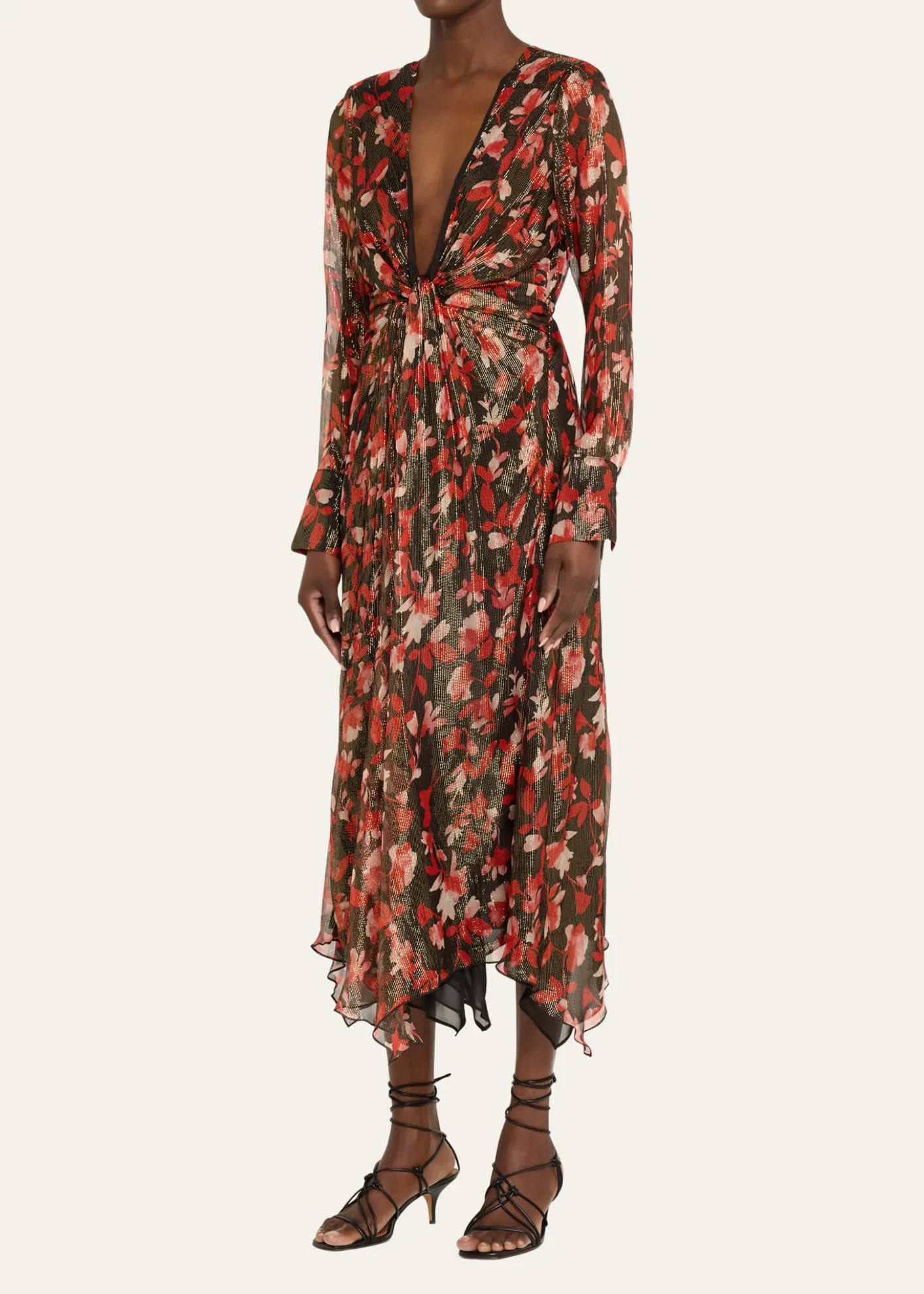 Ramy BrookTatia Plunging Long-Sleeve Midi Dress