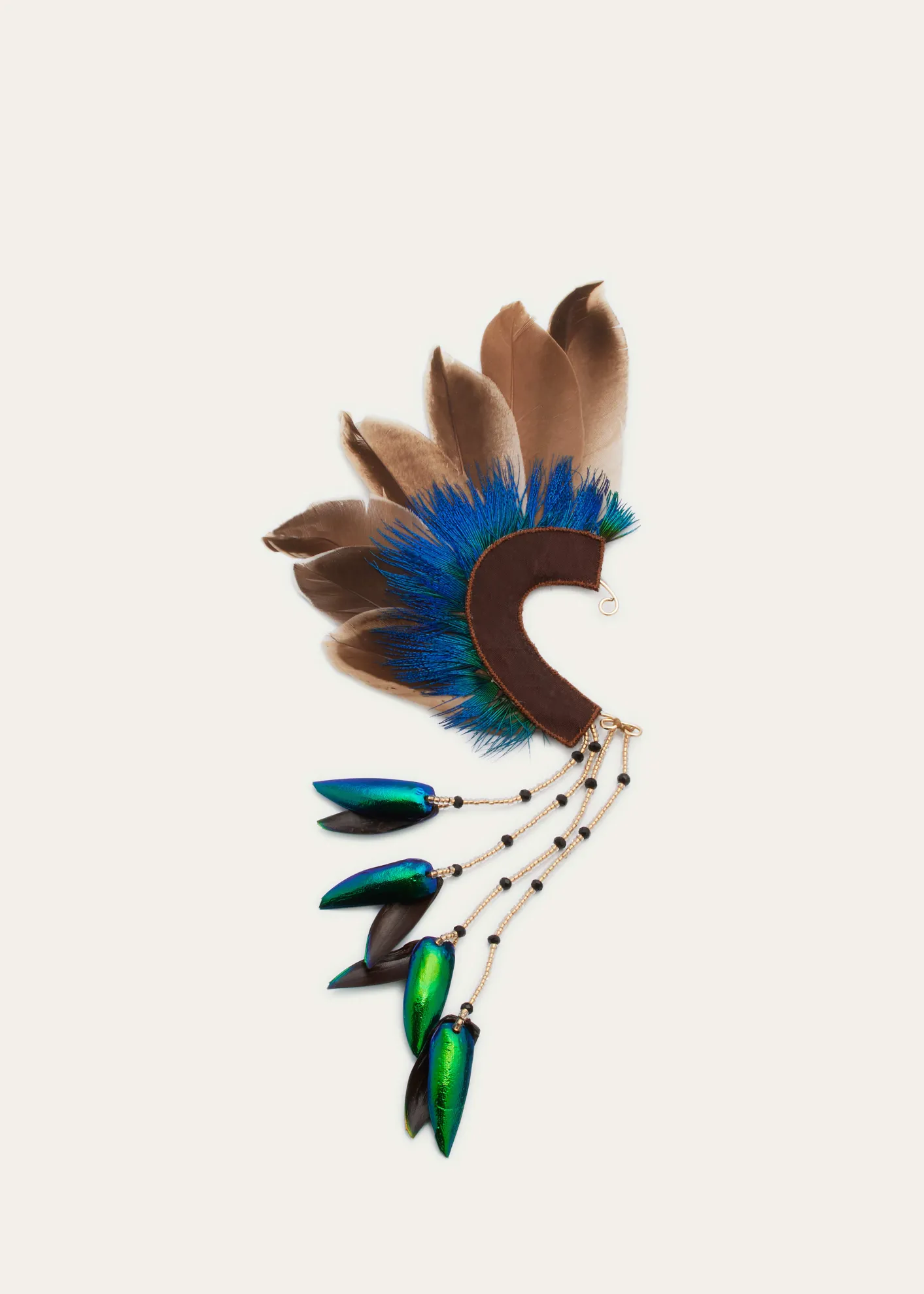 Ranjana KhanFeathered Ear Cuff with Beetle Wing Tassel, Single