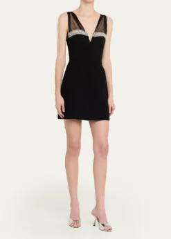REBECCA VALLANCEAstros Crystal-Trim Crepe Mini Dress