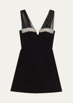 REBECCA VALLANCEAstros Crystal-Trim Crepe Mini Dress